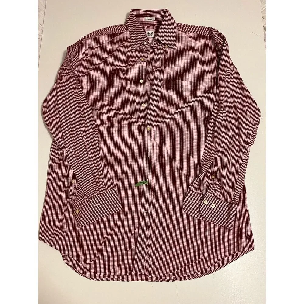 Peter Millar Titleist Mens Button Shirt M Plaid Red‎ White Long Sleeve